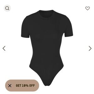 SKIMS Black Short Sleeve Bodysuit